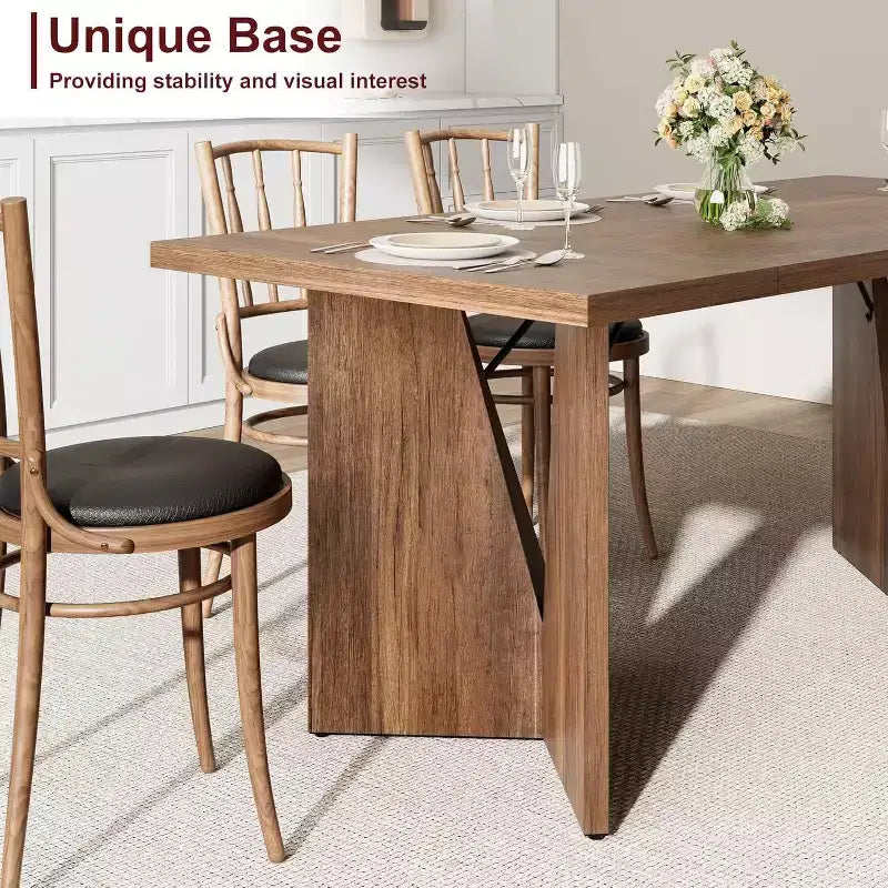 70.9 Farmhouse Dining Table - Seats 6, Solid Wood Rectangular Table for Kitchen & Dining Room