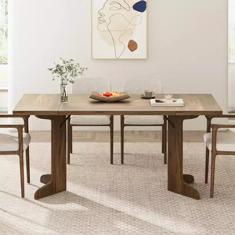 71 Modern Dining Table - Seats 6-8 with Unique Wooden Legs for Kitchen & Dining Room
