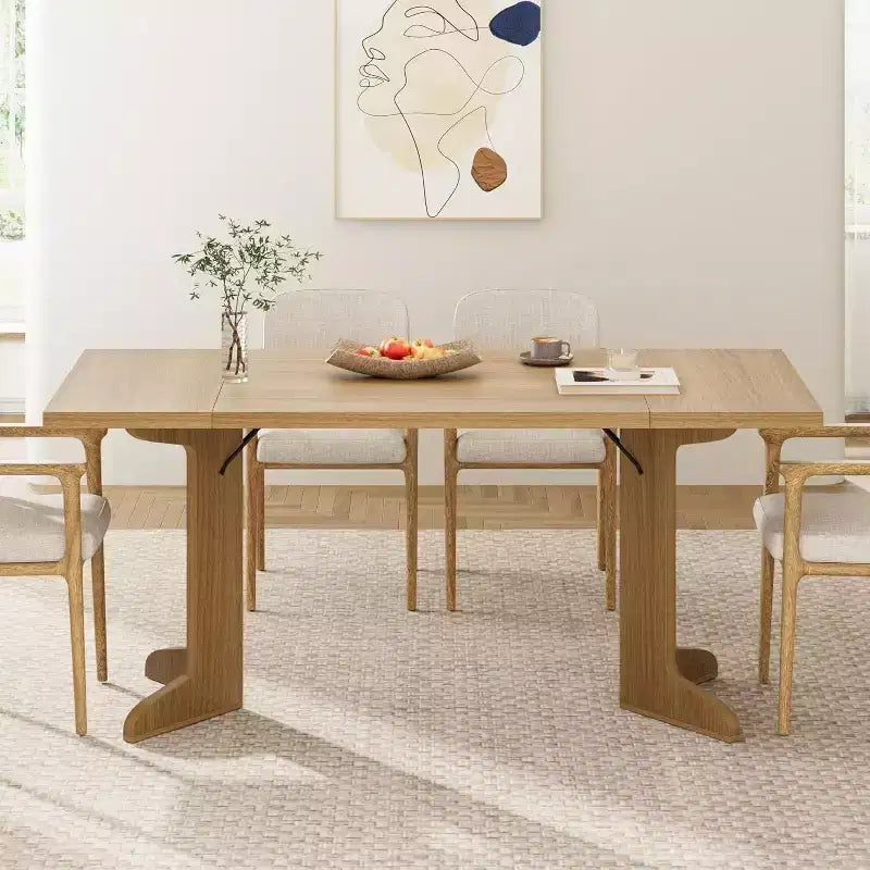 71 Modern Dining Table - Seats 6-8 with Unique Wooden Legs for Kitchen & Dining Room