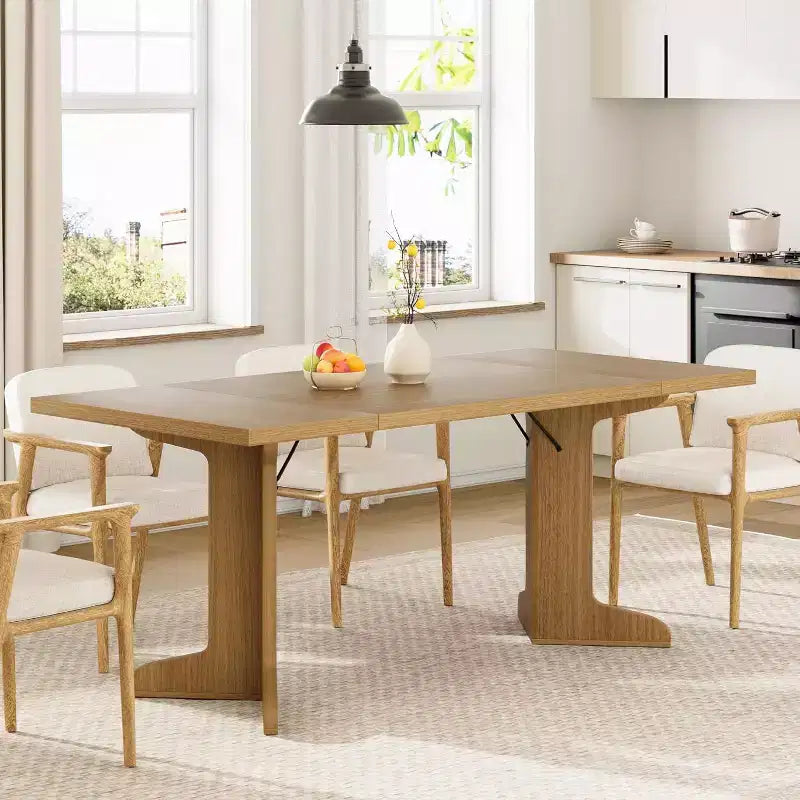 71 Modern Dining Table - Seats 6-8 with Unique Wooden Legs for Kitchen & Dining Room