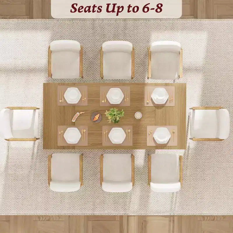 71 Modern Dining Table - Seats 6-8 with Unique Wooden Legs for Kitchen & Dining Room