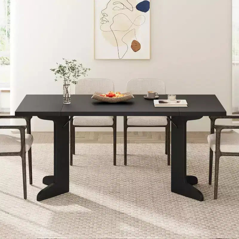 71 Modern Dining Table - Seats 6-8 with Unique Wooden Legs for Kitchen & Dining Room