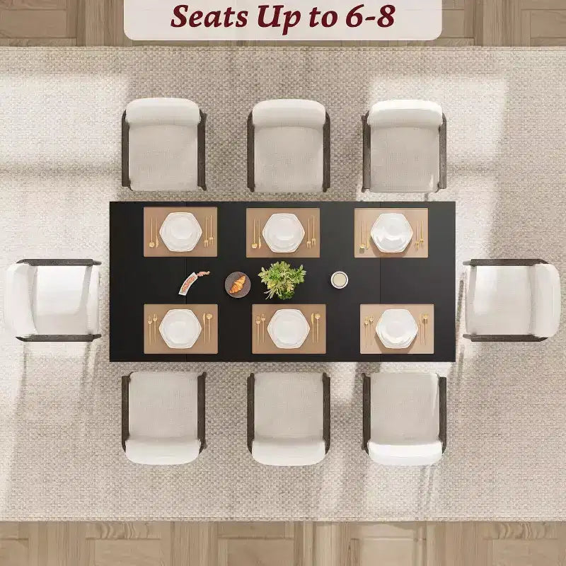 71 Modern Dining Table - Seats 6-8 with Unique Wooden Legs for Kitchen & Dining Room