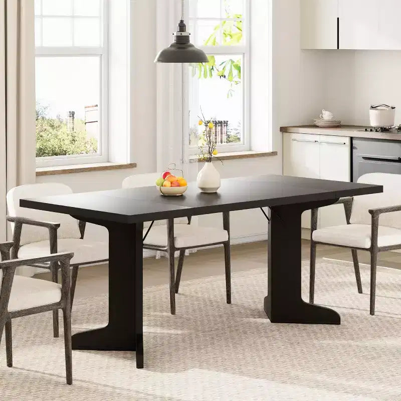 71 Modern Dining Table - Seats 6-8 with Unique Wooden Legs for Kitchen & Dining Room