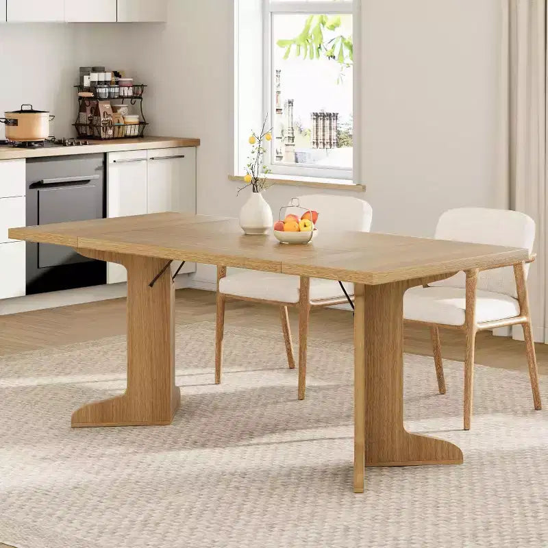 71 Modern Dining Table - Seats 6-8 with Unique Wooden Legs for Kitchen & Dining Room