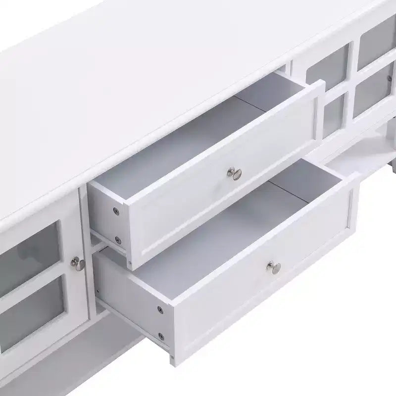 TROPOW Mid-Century Modern TV Stand for 60 inch TV with Multi-Functional Storage Space Media Console for Living Room Bedroom and Office WHITE