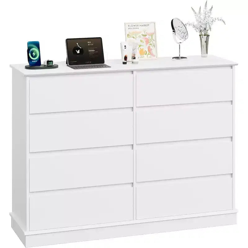 COZONY 51 Wide 8-Drawer Double Dresser  Large Horizontal Chest with Deep Drawers & Wide Top for Bedroom, Closet, Living Room & Hallway
