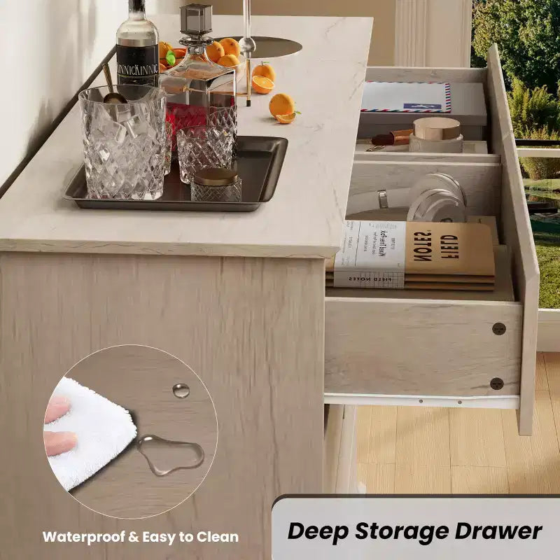 COZONY 51 Wide 8-Drawer Double Dresser  Large Horizontal Chest with Deep Drawers & Wide Top for Bedroom, Closet, Living Room & Hallway