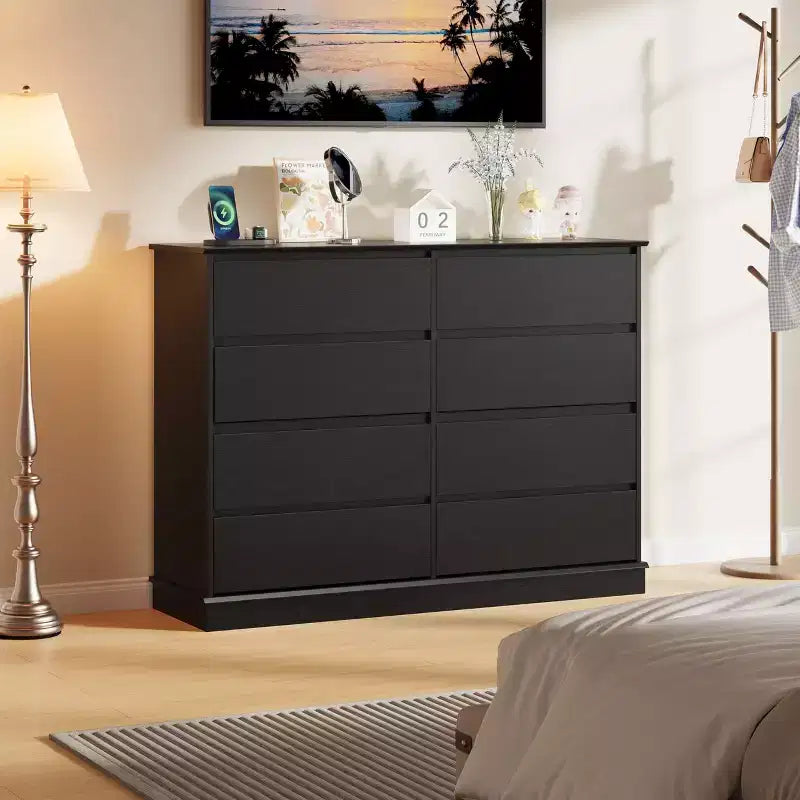 COZONY 51 Wide 8-Drawer Double Dresser  Large Horizontal Chest with Deep Drawers & Wide Top for Bedroom, Closet, Living Room & Hallway