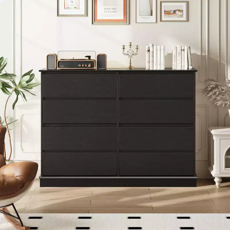 COZONY 51 Wide 8-Drawer Double Dresser  Large Horizontal Chest with Deep Drawers & Wide Top for Bedroom, Closet, Living Room & Hallway