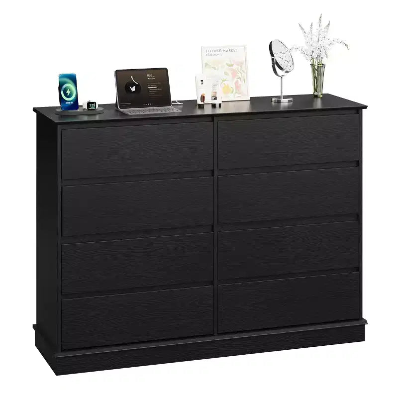 COZONY 51 Wide 8-Drawer Double Dresser  Large Horizontal Chest with Deep Drawers & Wide Top for Bedroom, Closet, Living Room & Hallway