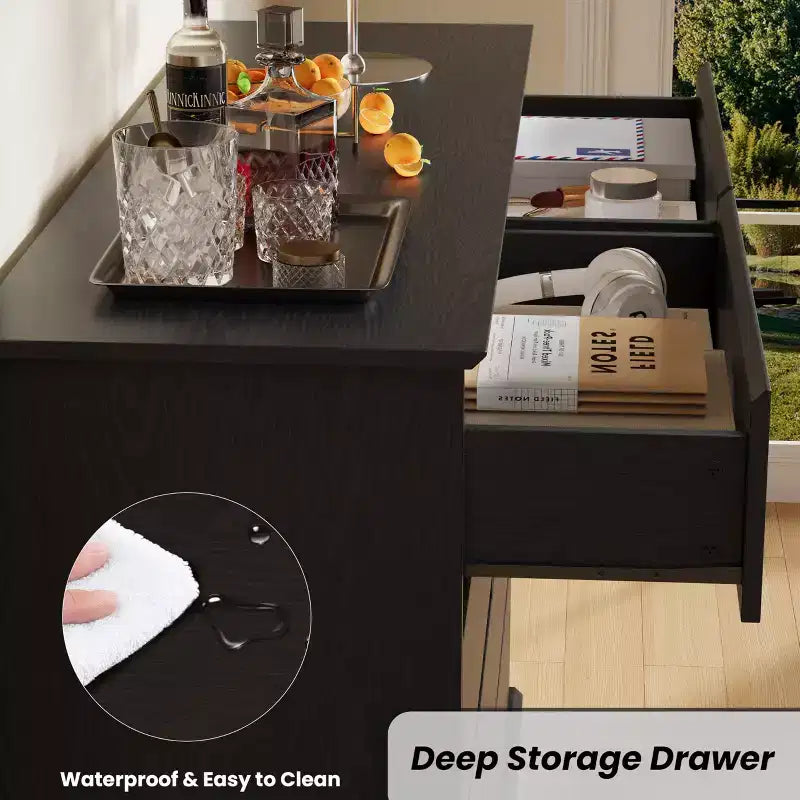 COZONY 51 Wide 8-Drawer Double Dresser  Large Horizontal Chest with Deep Drawers & Wide Top for Bedroom, Closet, Living Room & Hallway
