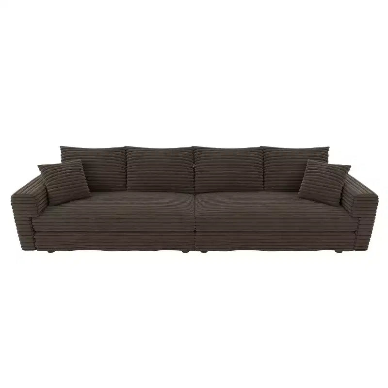 MAYEERTY Modern Comfy Upholstered Sofa Cloud Deep Seat Couches with Soft Pillows for Living Room Bedroom Office Brown