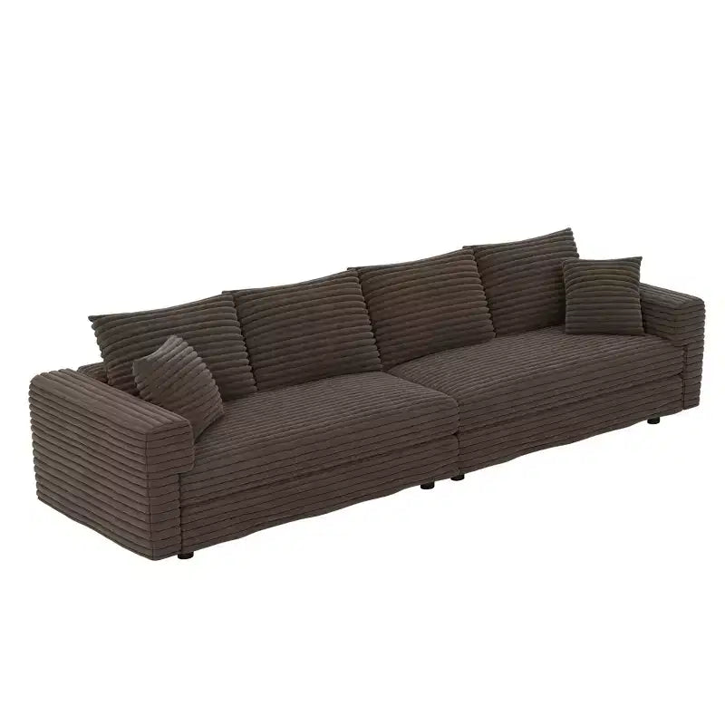 MAYEERTY Modern Comfy Upholstered Sofa Cloud Deep Seat Couches with Soft Pillows for Living Room Bedroom Office Brown