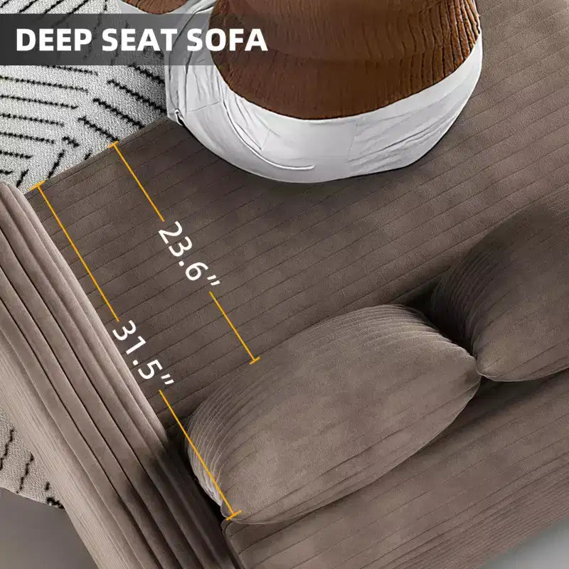 MAYEERTY Modern Comfy Upholstered Sofa Cloud Deep Seat Couches with Soft Pillows for Living Room Bedroom Office Brown