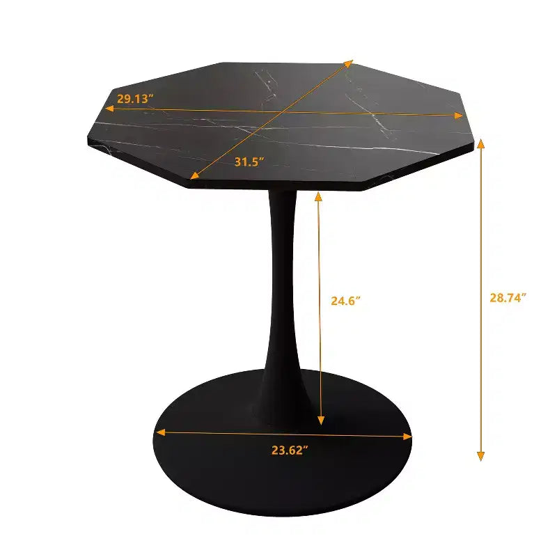 MAYEERTY Octagonal Metal Base Coffee Table with MDF Table Top for Dining Room Living Room Marble