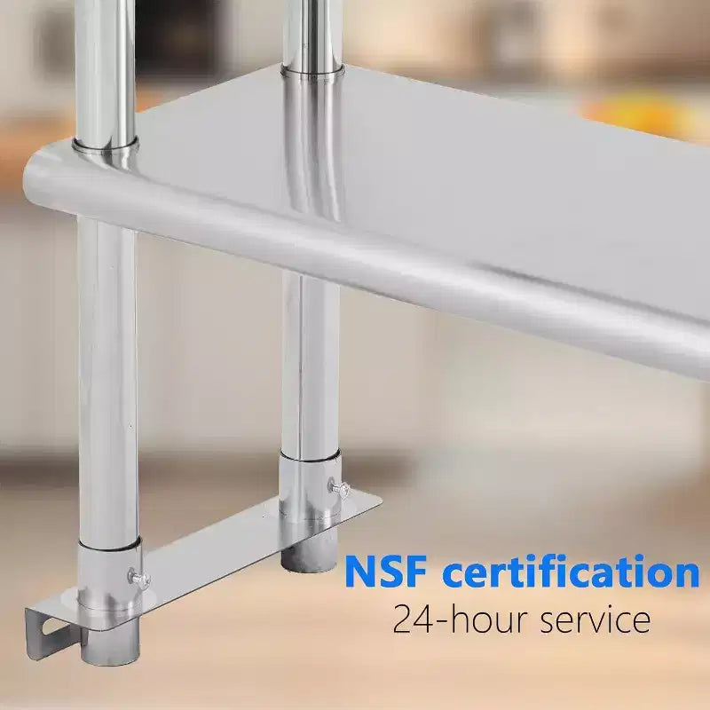 Acekool 60 NSF Stainless Steel Worktable - Commercial Prep Table with Casters & Backsplash for Kitchens