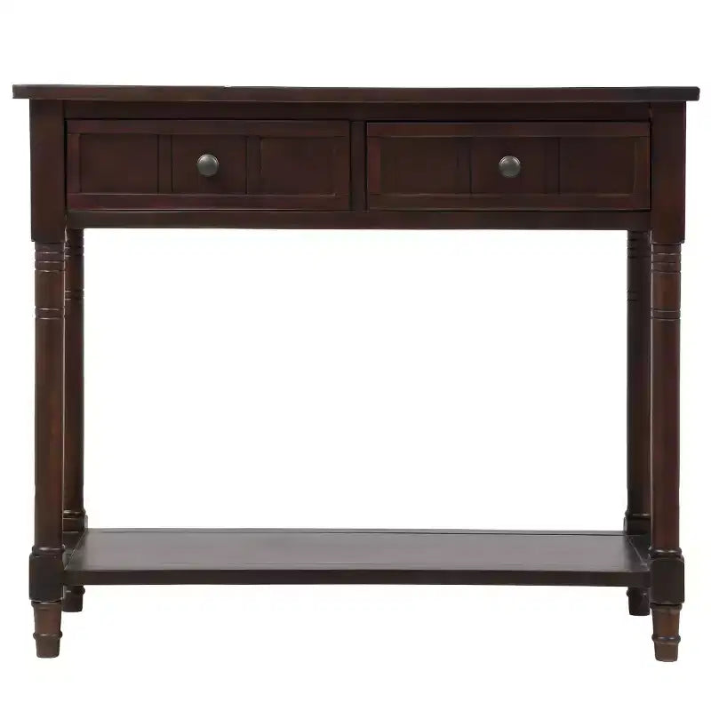 Farmhouse Console Table Sideboard Wooden Sofa Table with 2 Drawers and Bottom Shelf for Living Room