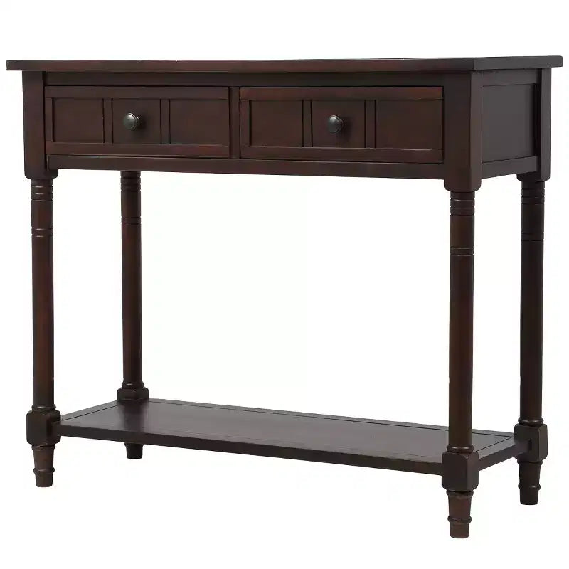 Farmhouse Console Table Sideboard Wooden Sofa Table with 2 Drawers and Bottom Shelf for Living Room