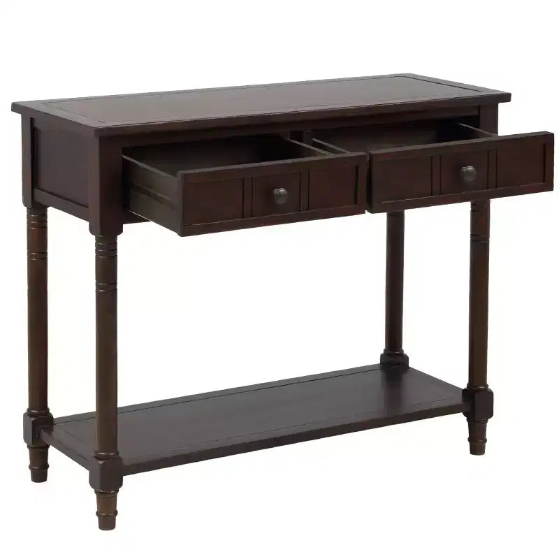 Farmhouse Console Table Sideboard Wooden Sofa Table with 2 Drawers and Bottom Shelf for Living Room