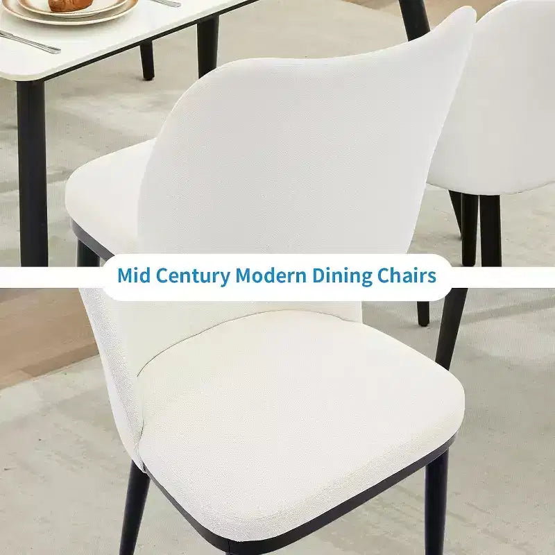 Acekool Modern Dining Chairs Set: Neutral Upholstered Seats, Wood Legs, Easy Assembly