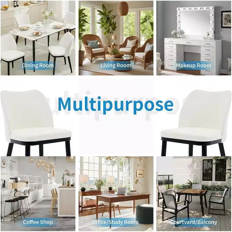 Acekool Modern Dining Chairs Set: Neutral Upholstered Seats, Wood Legs, Easy Assembly