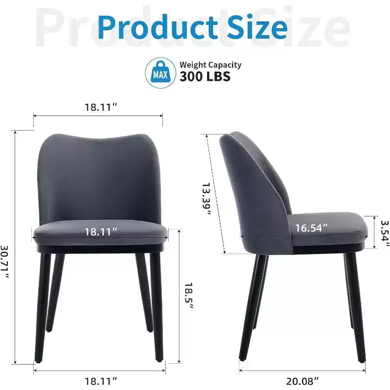 Acekool Modern Dining Chairs Set: Neutral Upholstered Seats, Wood Legs, Easy Assembly