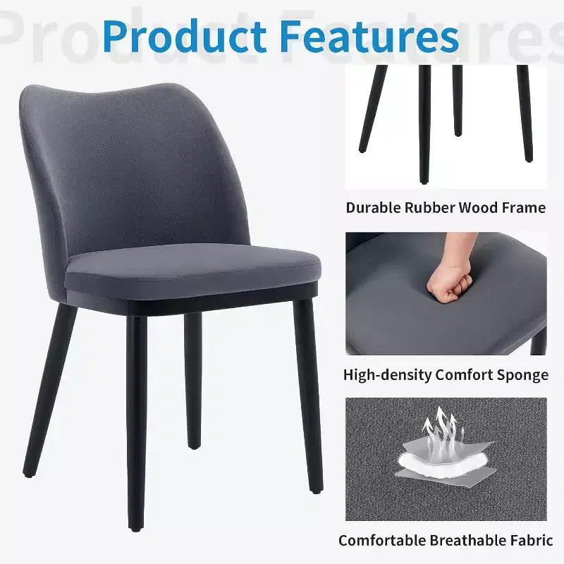 Acekool Modern Dining Chairs Set: Neutral Upholstered Seats, Wood Legs, Easy Assembly