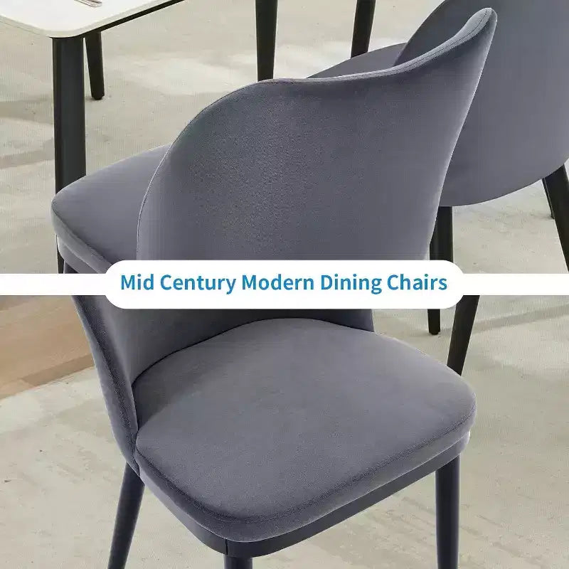 Acekool Modern Dining Chairs Set: Neutral Upholstered Seats, Wood Legs, Easy Assembly
