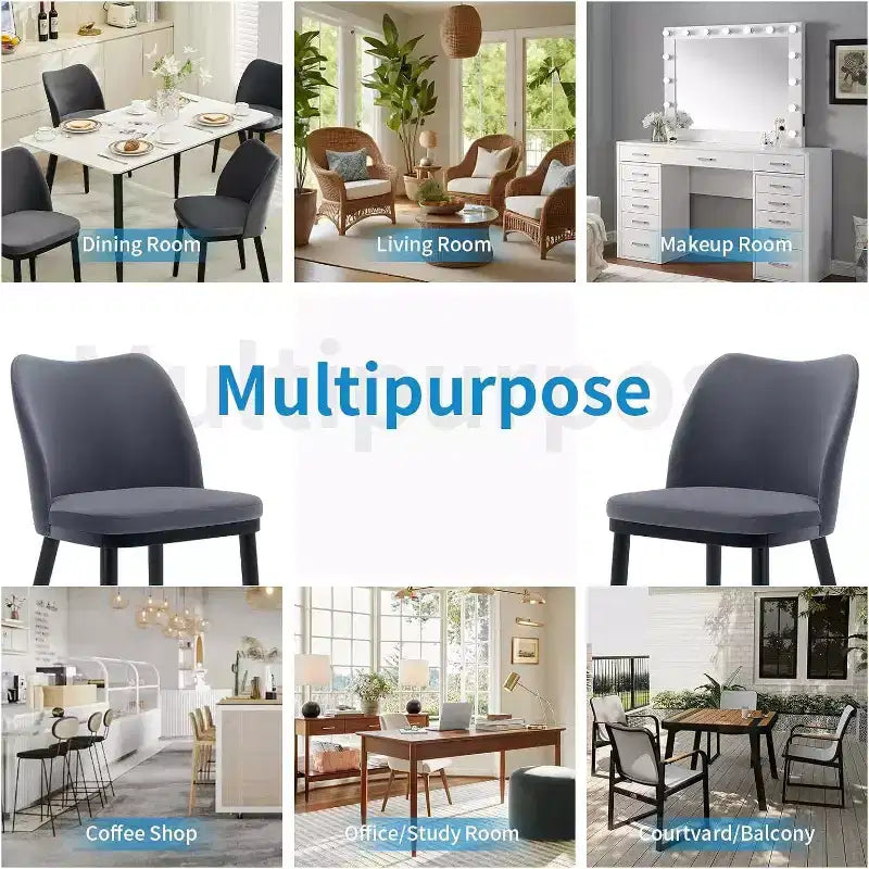 Acekool Modern Dining Chairs Set: Neutral Upholstered Seats, Wood Legs, Easy Assembly