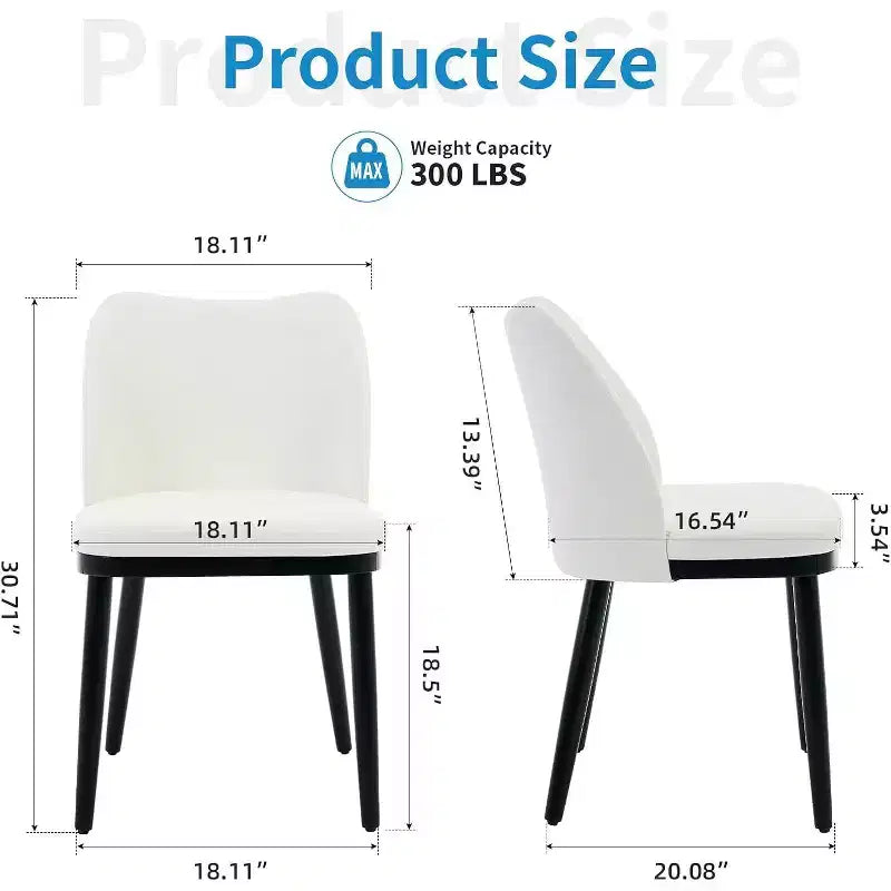 Acekool Modern Dining Chairs Set: Neutral Upholstered Seats, Wood Legs, Easy Assembly