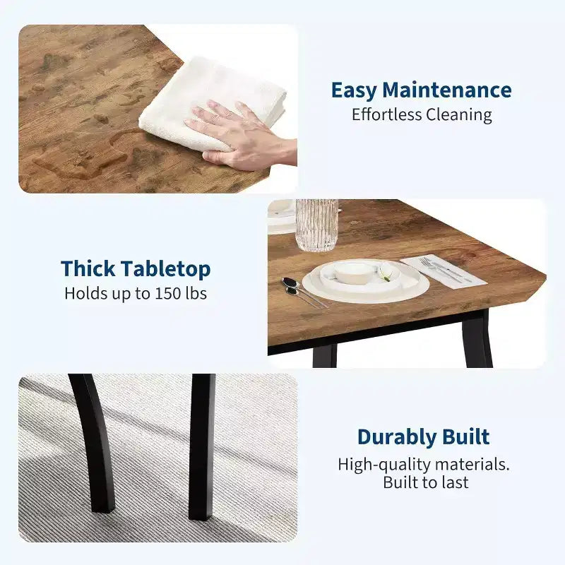 Coolmee Dining Table Set for 4, Kitchen Table with Upholstered Bench and 2 Chairs, 4 Piece Dining Furniture Set for Small Space, Apartment