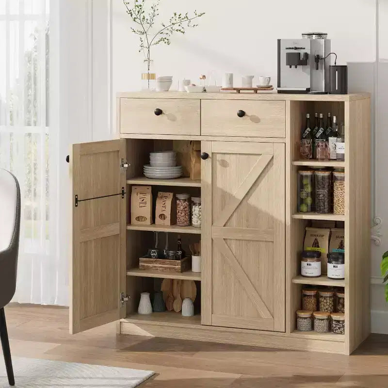 Acekool Shoe Storage Cabinet - Modern Organizer with Doors, Adjustable Shelves for Entryway, Holds 18-24 Pairs, Natural