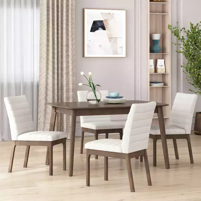 Christopher Knight Home Lancer Mid-Century Modern Channel Stitch Dining Chairs (Set of 4)