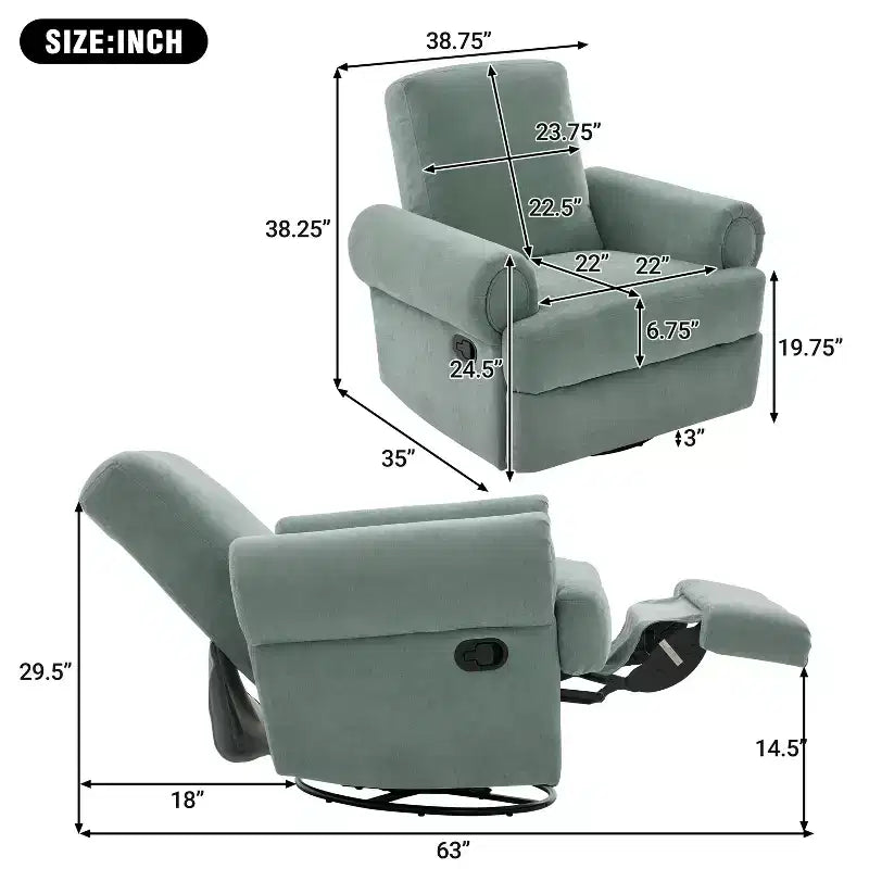 Christopher Knight Home Dravok Modern Chenille Upholstered Swivel Manual Recliner Chair with Adjustable Backrest