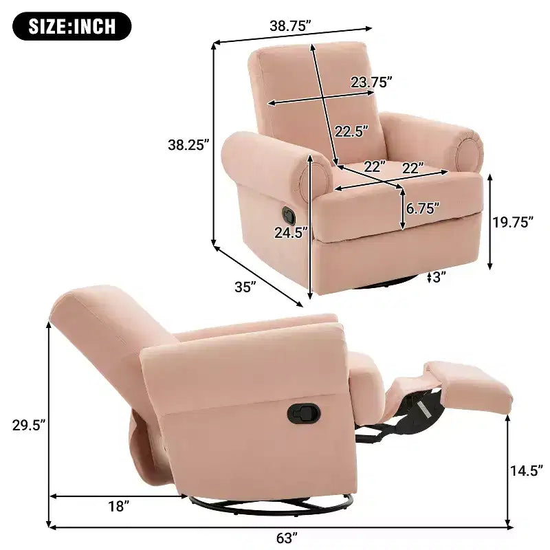 Christopher Knight Home Dravok Modern Chenille Upholstered Swivel Manual Recliner Chair with Adjustable Backrest