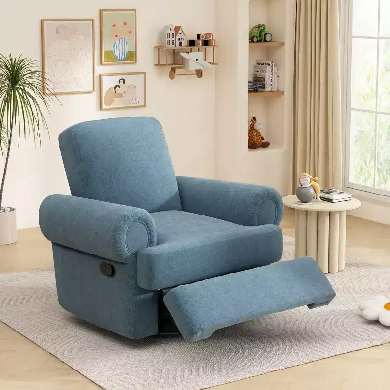 Christopher Knight Home Dravok Modern Chenille Upholstered Swivel Manual Recliner Chair with Adjustable Backrest