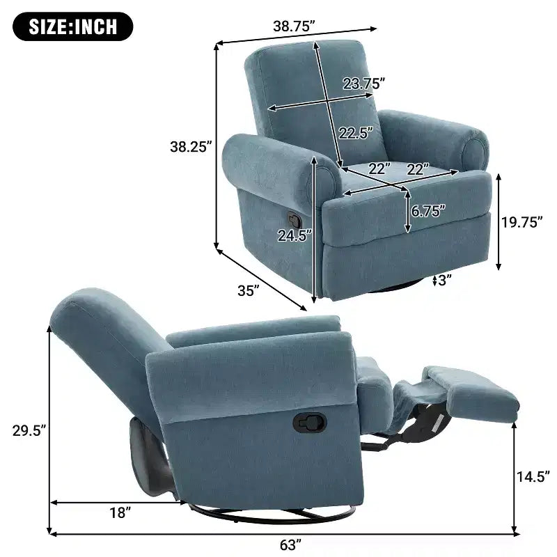 Christopher Knight Home Dravok Modern Chenille Upholstered Swivel Manual Recliner Chair with Adjustable Backrest