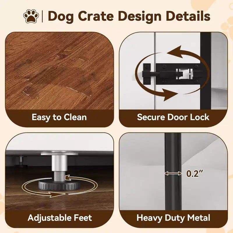 71 Dog Crate Furniture - Dual Kennel with Divider, Wooden Dog House & TV Stand for Large Dogs