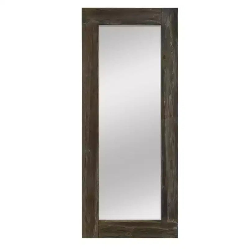 58x24 inch Solid Wood Wide Edged Hollow Right Angled Rectangular Brown Full-length Mirror (without Bracket)