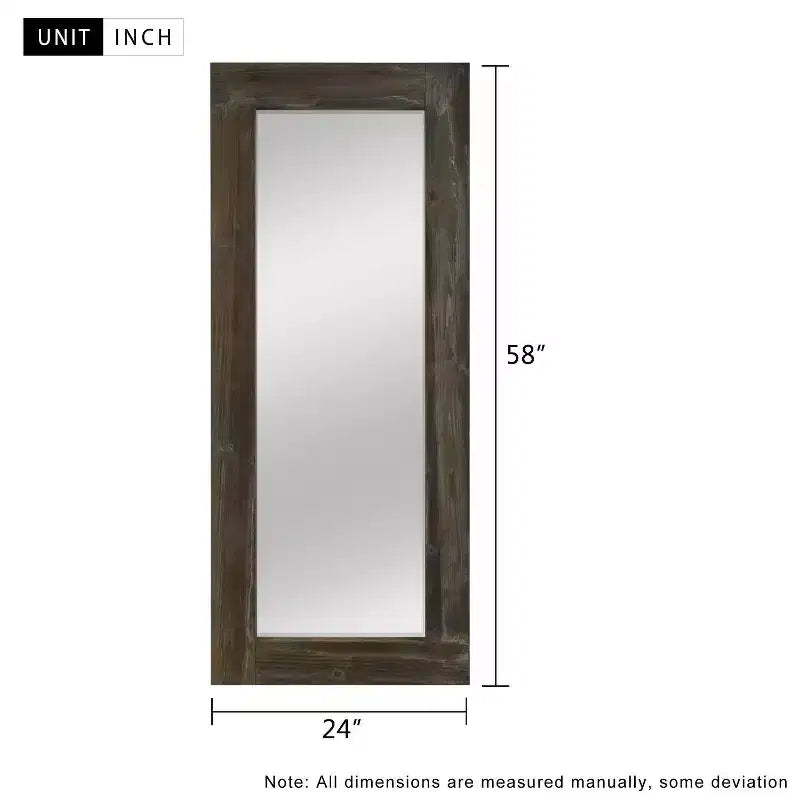 58x24 inch Solid Wood Wide Edged Hollow Right Angled Rectangular Brown Full-length Mirror (without Bracket)