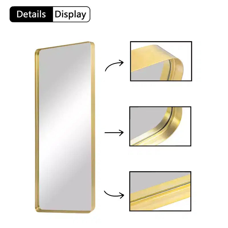 71x28 inch Aluminum Alloy Rounded Rectangular Gold Full Body Mirror (deep Mirror - No Bracket)