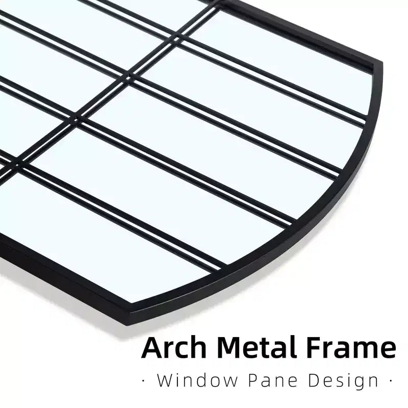 67x28 inch Iron Grid Right Angle Micro Arch Black Full-length Mirror (without Bracket)