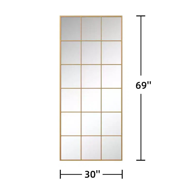 67x28 inch Iron Grid Right Angle Micro Arch Black Full-length Mirror (without Bracket)