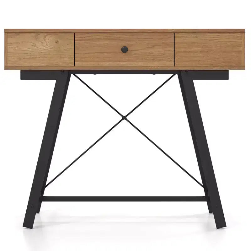 Costway Vanity Desk with Flip Top Mirror Makeup Dressing Table with Power Outlets Drawer