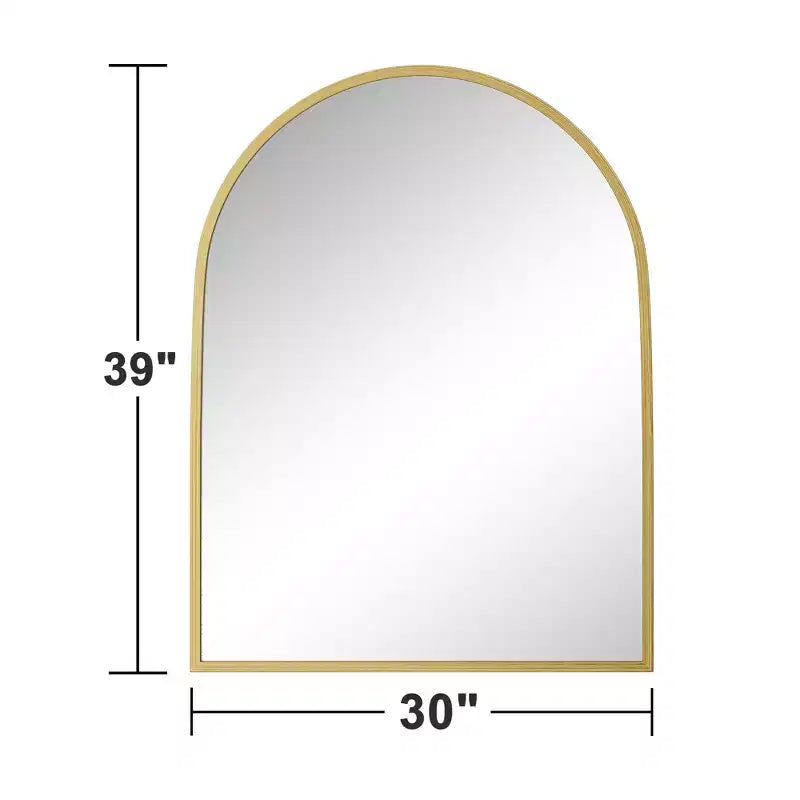 2 Pieces 39 In.H X 30 In.W Aluminum Alloy Fine Edged Right Angled Arch Black Hanging Mirror Frame Wall Mirror
