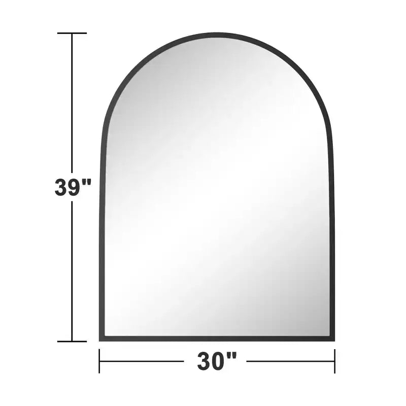 2 Pieces 39 In.H X 30 In.W Aluminum Alloy Fine Edged Right Angled Arch Black Hanging Mirror Frame Wall Mirror