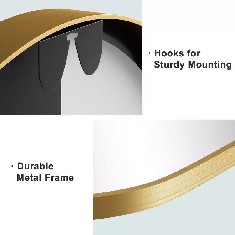 2 Pieces 39 In.H X 30 In.W Aluminum Alloy Fine Edged Right Angled Arch Black Hanging Mirror Frame Wall Mirror