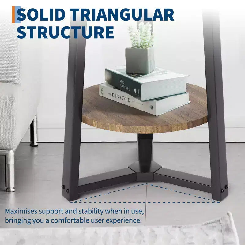 2-Tier Round Side Table with Storage Shelf, Wood and Metal Frame Side Table for Living Room & Bedroom, for Small Spaces, Easy Assembly