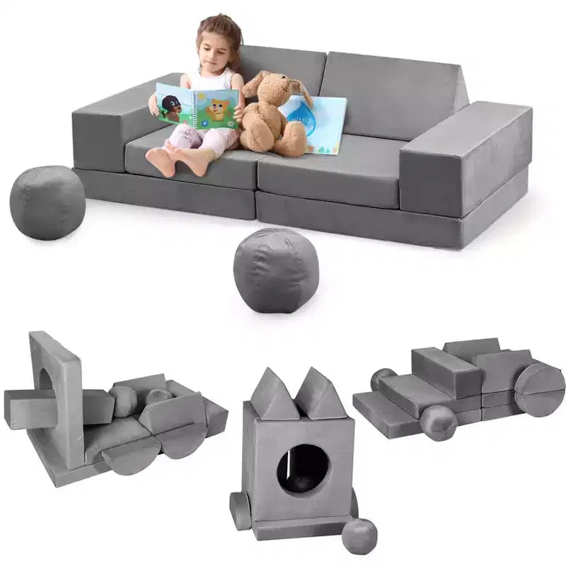 Kids Couch 12PCS,Modular Kids Play Couch for Inspiring Child Creativity,Sectional Sofa,Bedroom and Playroom Furniture for Toddlers Sleeping Reading